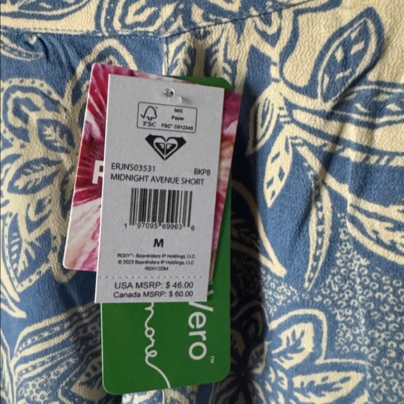 Roxy Blue and Cream Floral High Waist Shorts - Picture 3 of 5